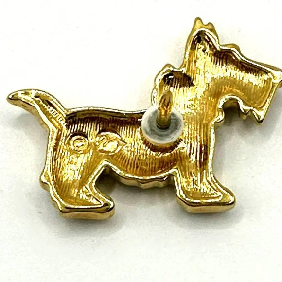 Vintage Swarovski Signed Crystal & Gold Scottie Terrier Dog Pin Brooch - Picture 5 of 7